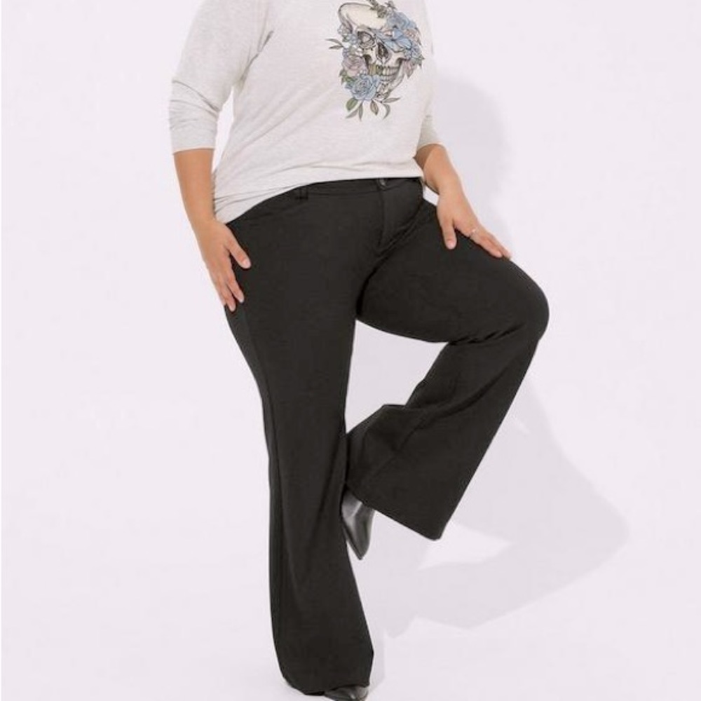 Torrid Trouser A-Line Flare Studio Luxe Ponte Pant in Heather Gray